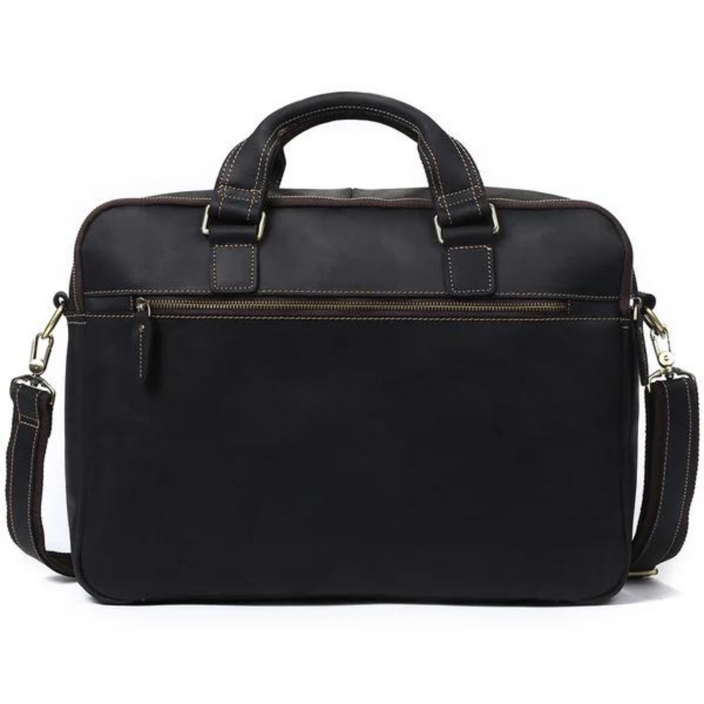 The European Black Leather Laptop Bag
