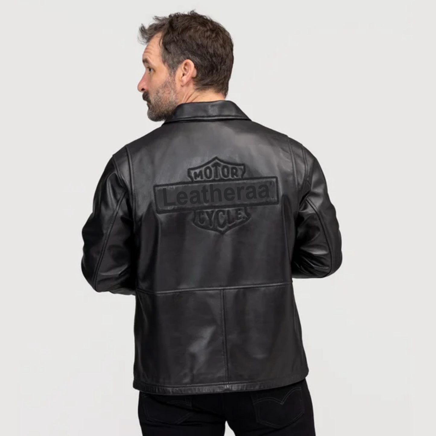 Leatheraa Black Leather Motorcycle Jacket for Men's