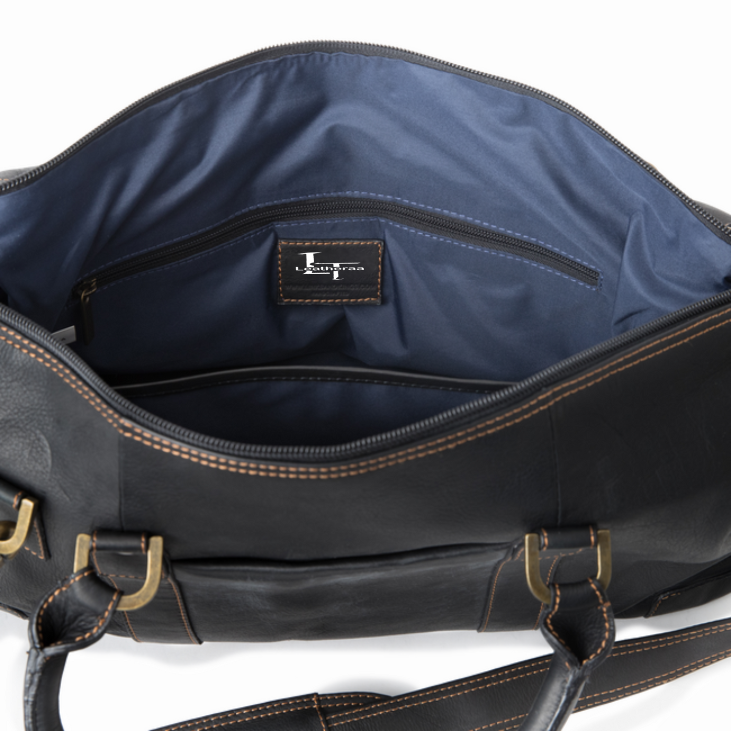 The Leatheraa Black Leather Duffel Bag for Men's, Gift for Men