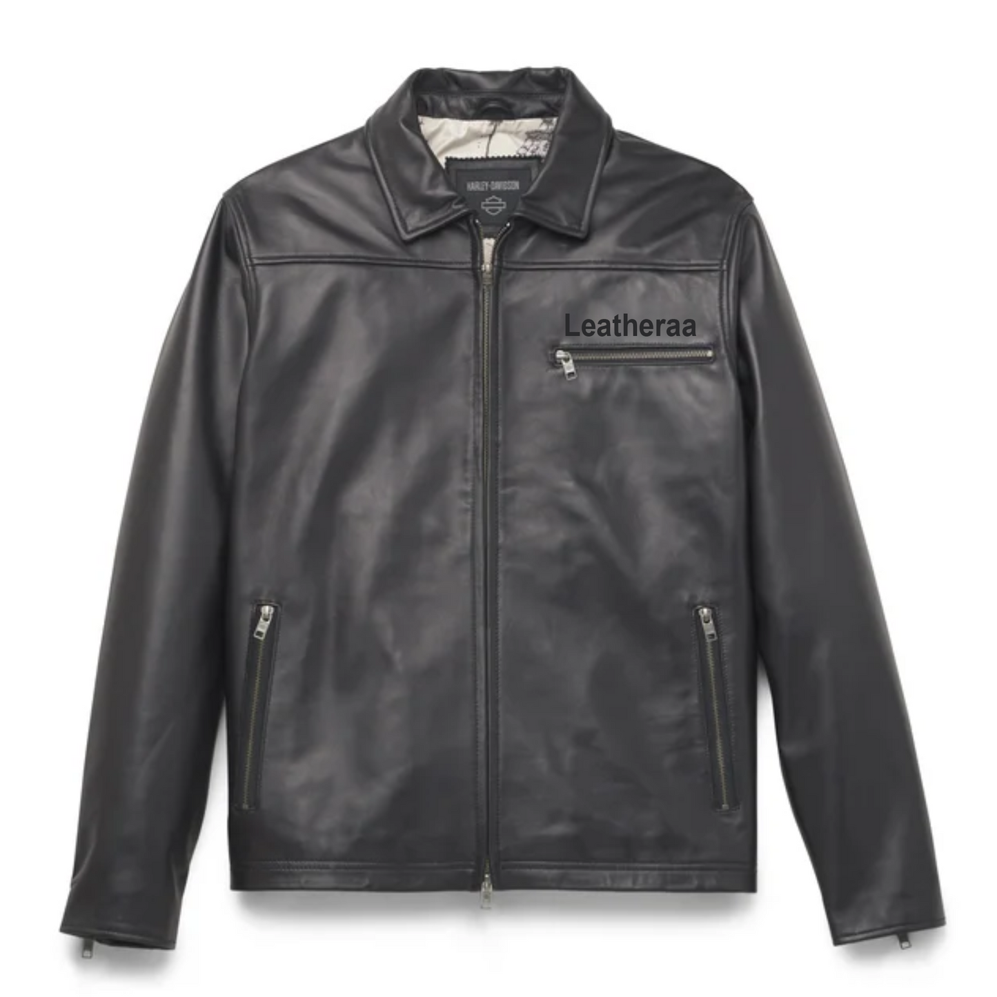 Leatheraa Black Leather Motorcycle Jacket for Men's